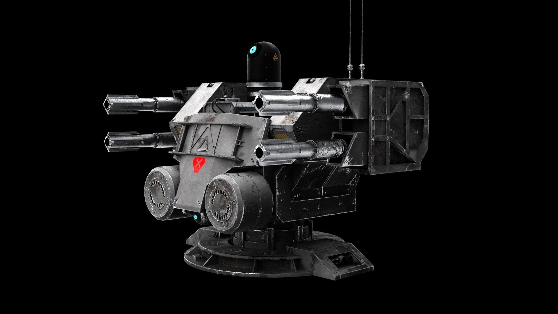 Sci-fi Turret Low-poly 3D model_4