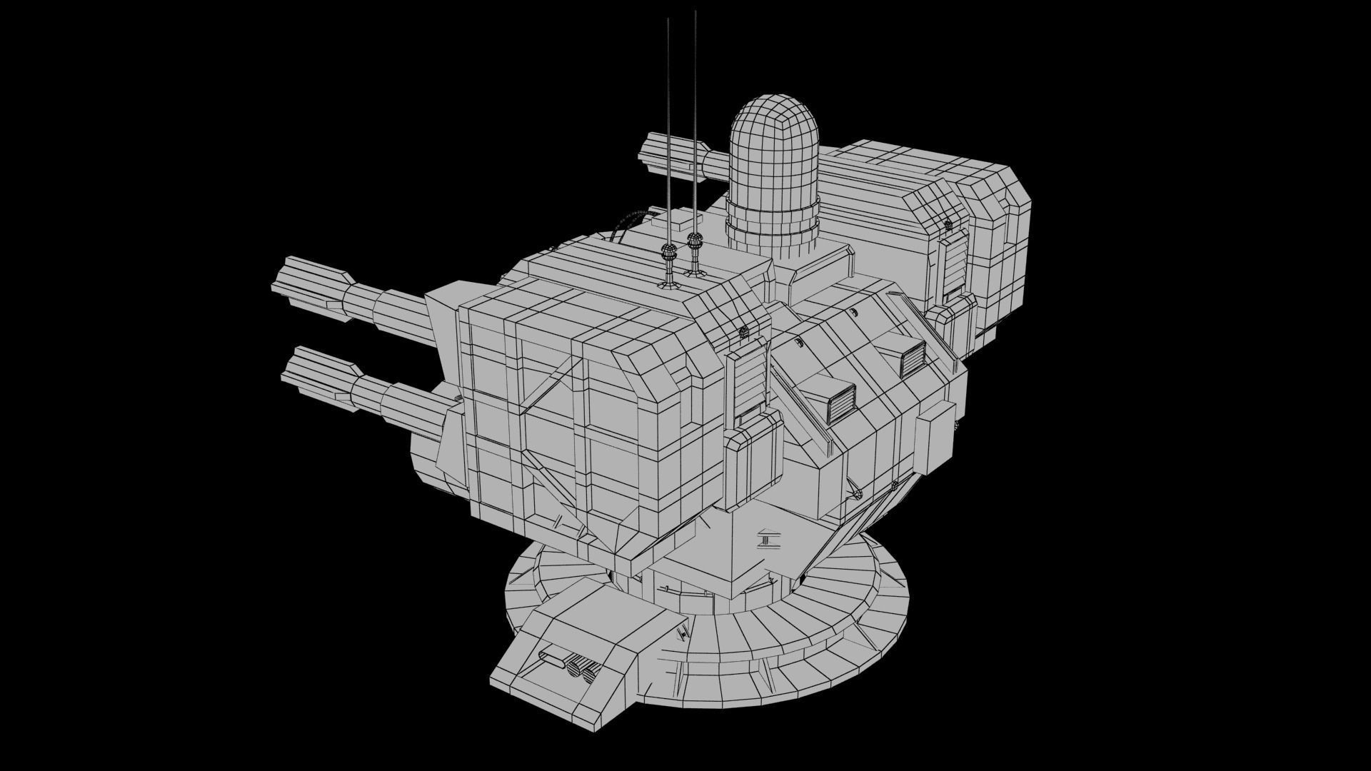 Sci-fi Turret Low-poly 3D model_17
