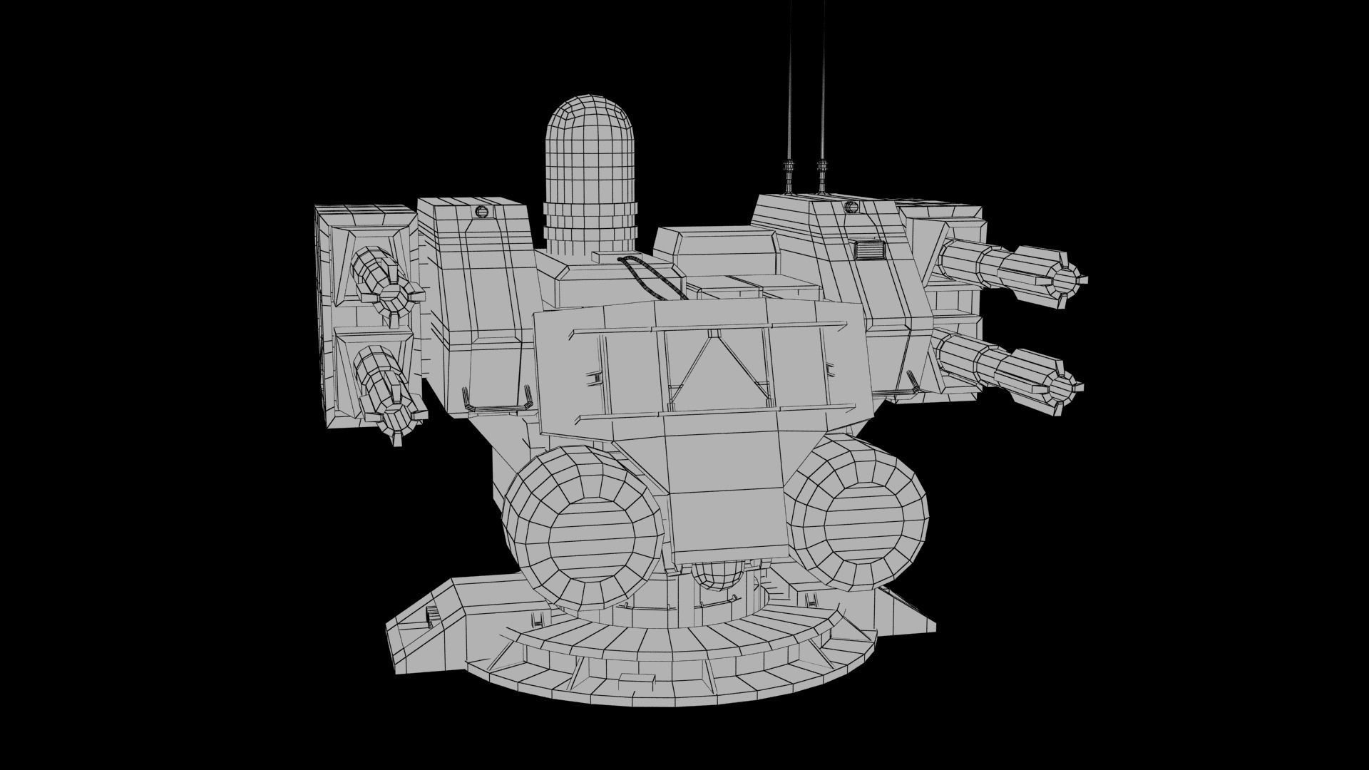 Sci-fi Turret Low-poly 3D model_13