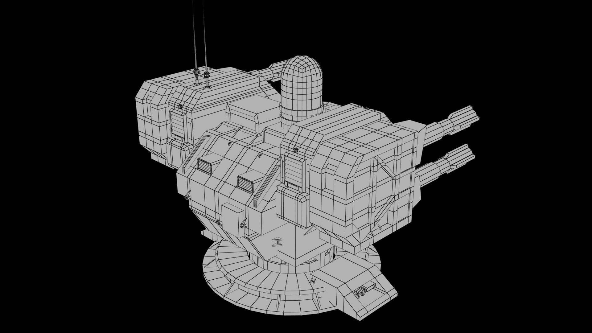 Sci-fi Turret Low-poly 3D model_19