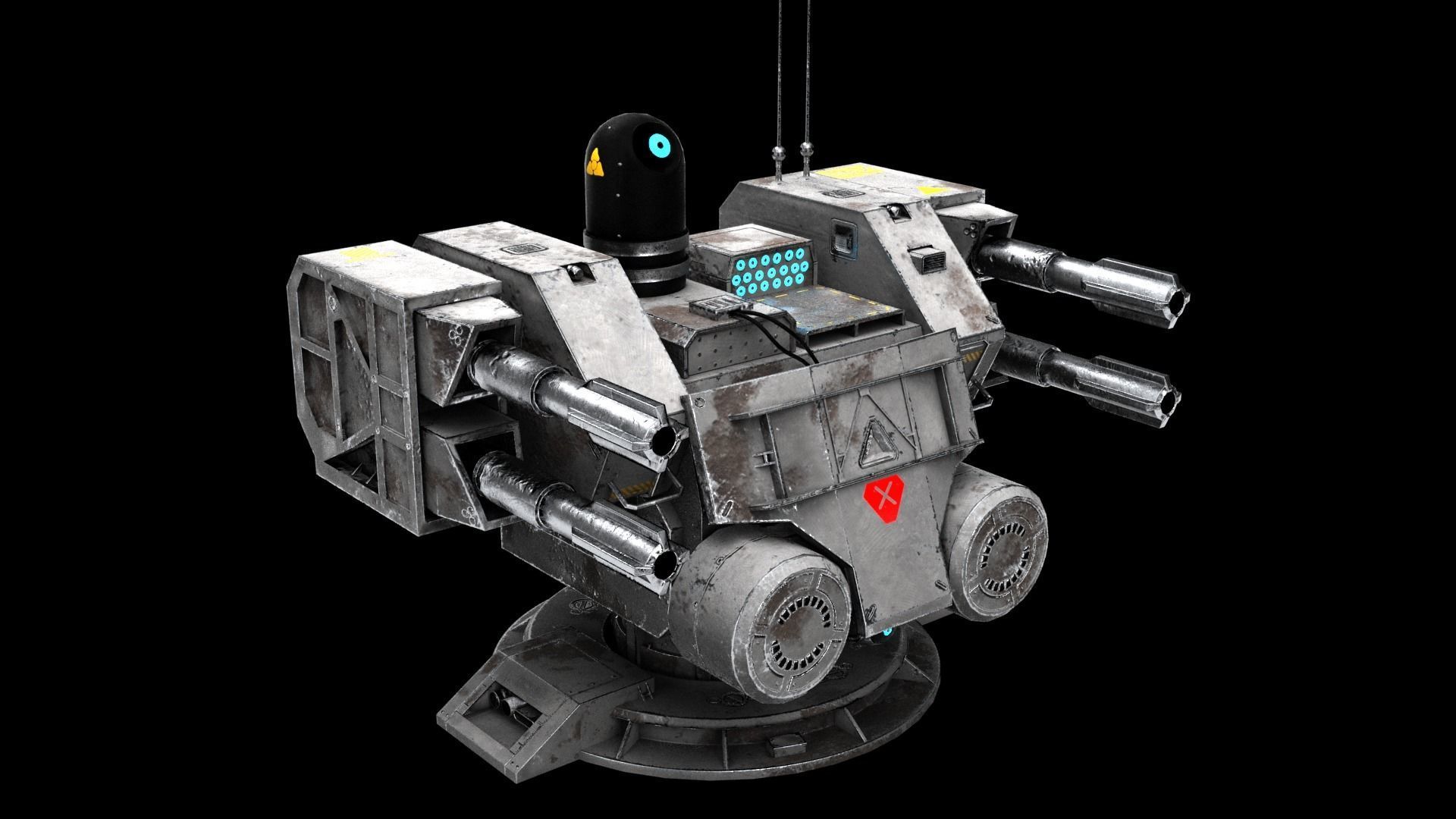 Sci-fi Turret Low-poly 3D model_1