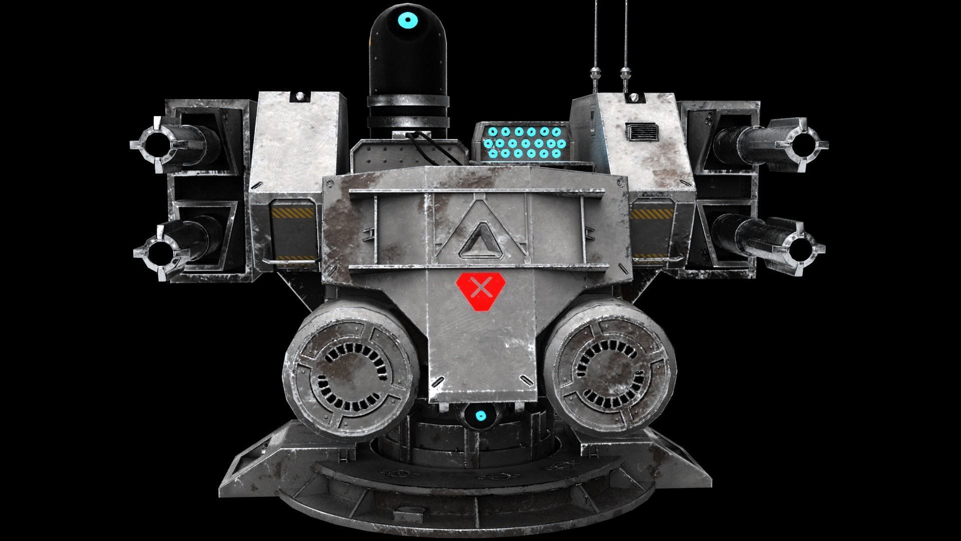 Sci-fi Turret Low-poly 3D model_11