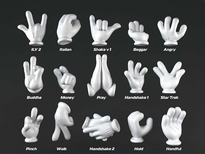 Mickeys hands Pack 02 3D print model