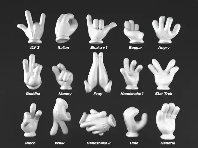 Mickeys hands Pack 02 3D print model