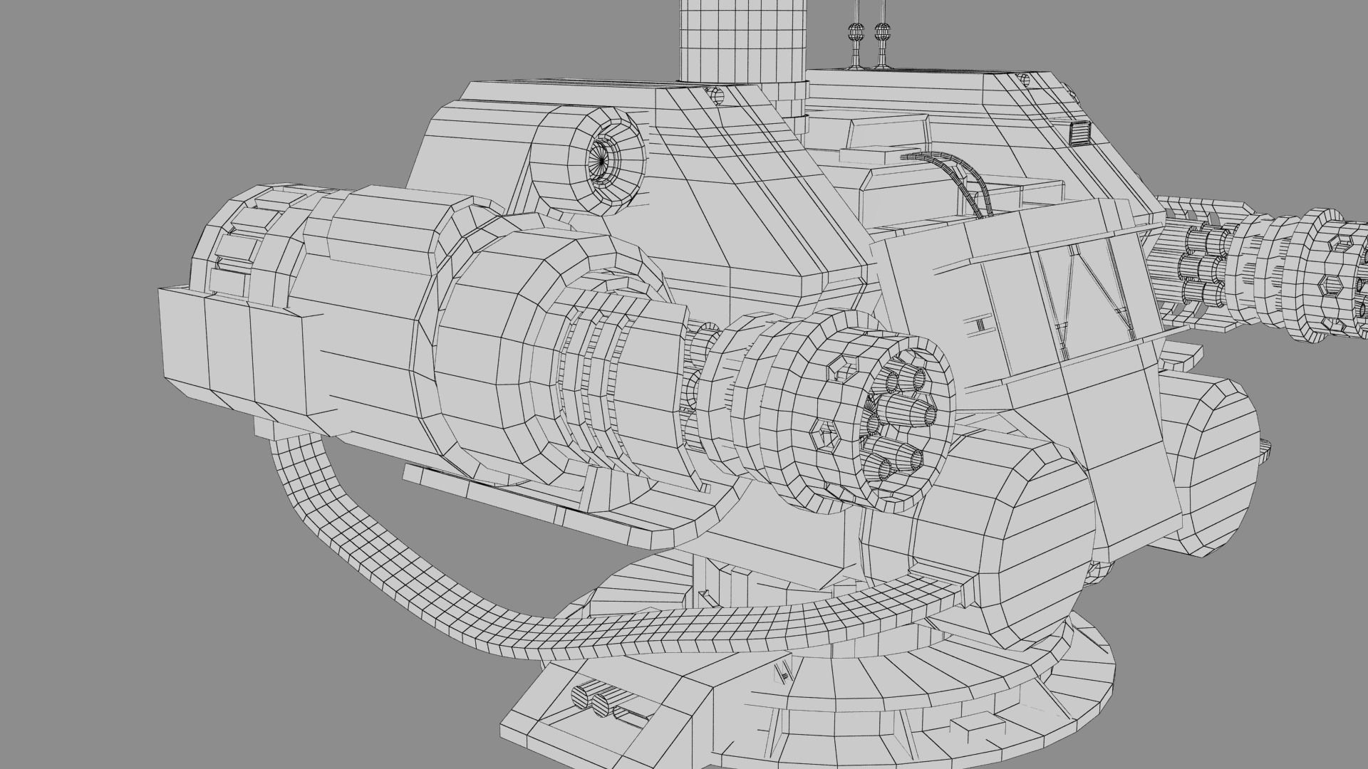 Sci-fi Turret Machinegun Low-poly 3D model_27