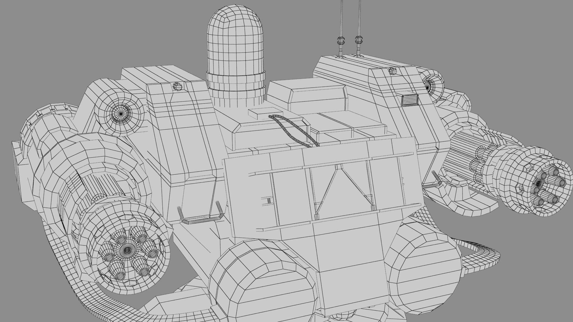 Sci-fi Turret Machinegun Low-poly 3D model_16