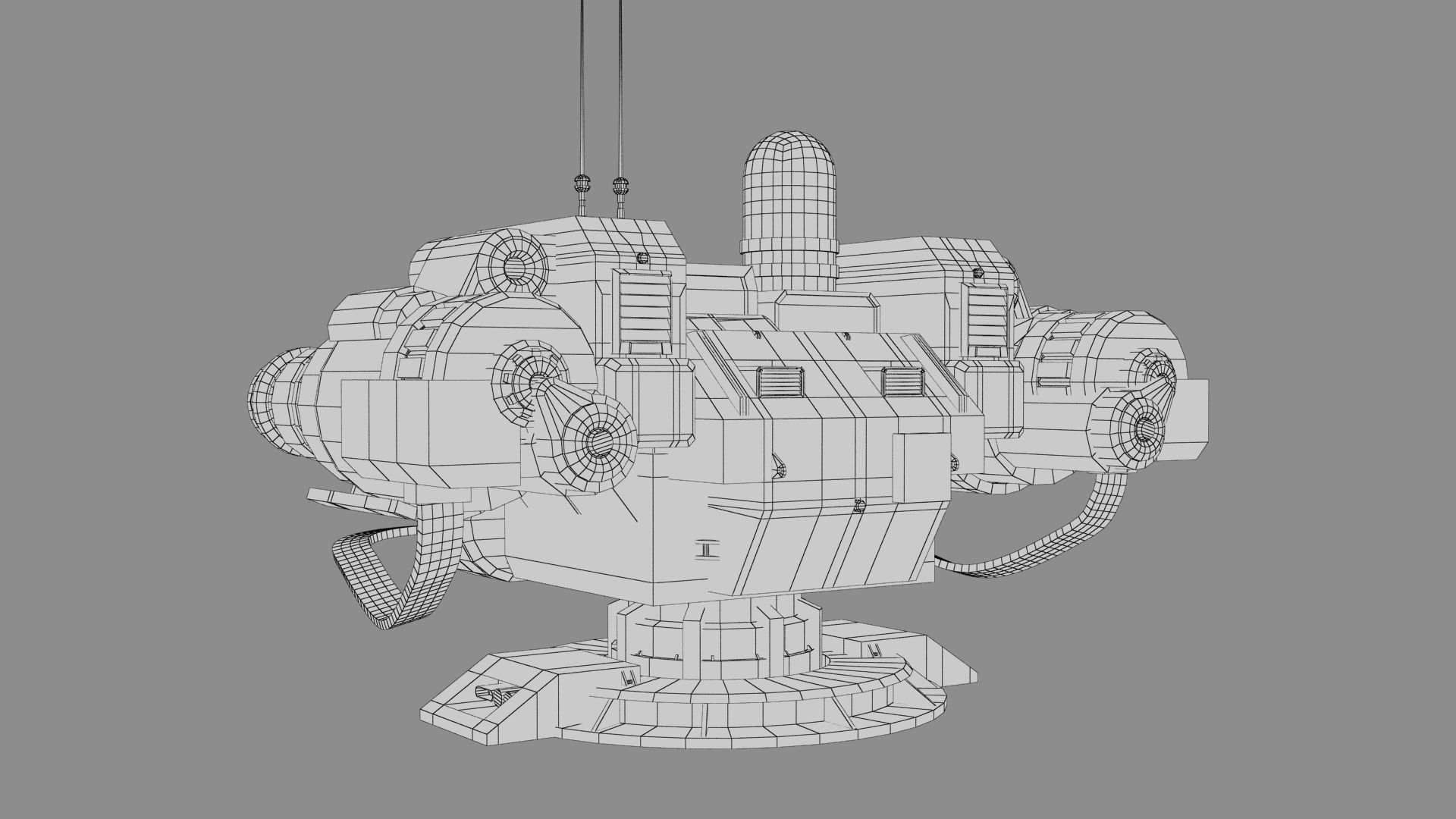 Sci-fi Turret Machinegun Low-poly 3D model_22