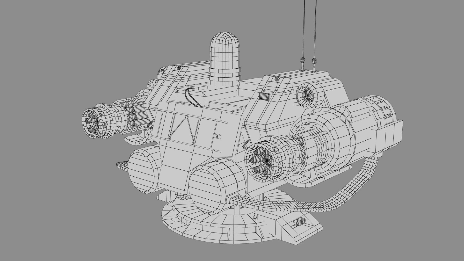 Sci-fi Turret Machinegun Low-poly 3D model_20