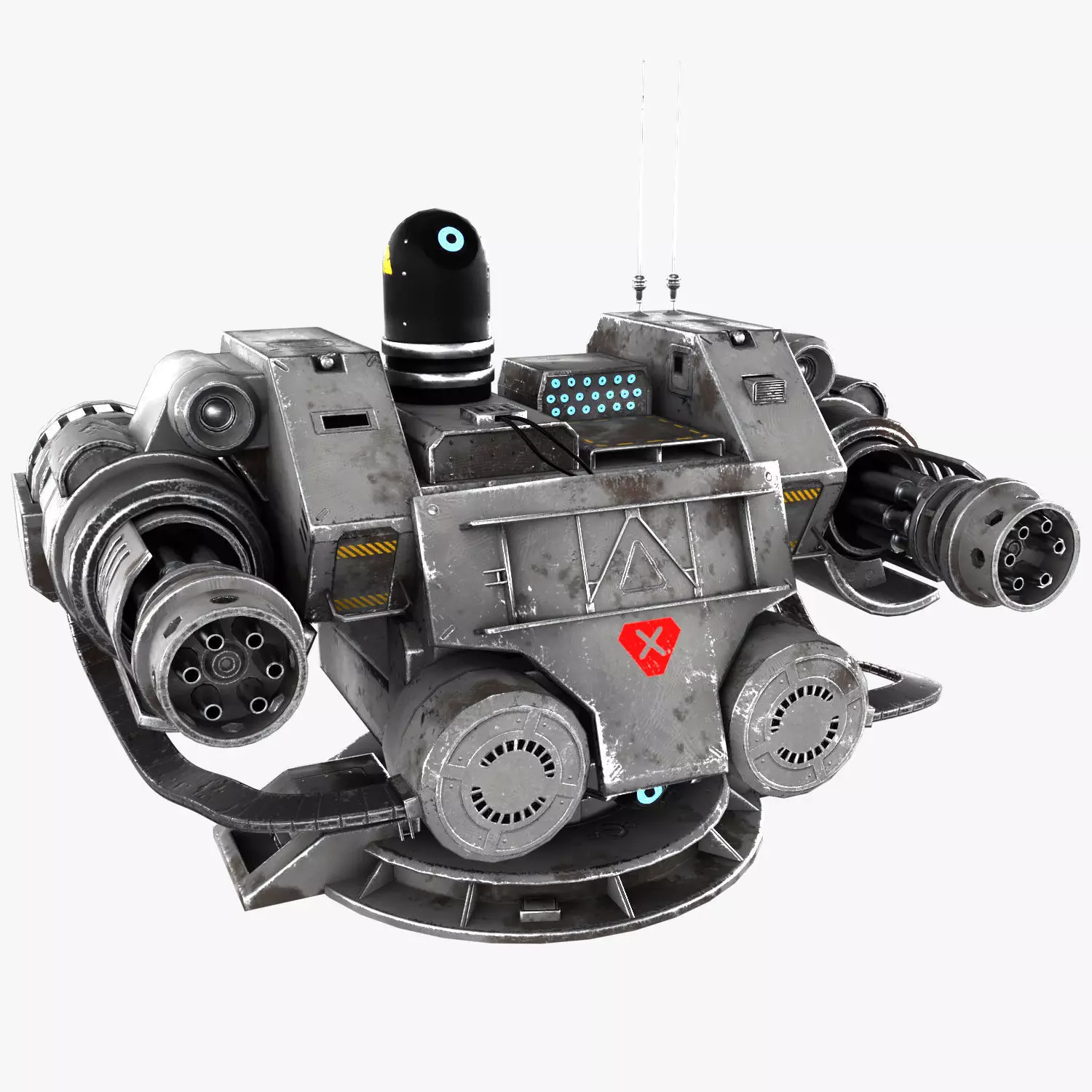 Sci-fi Turret Machinegun Low-poly 3D model_0