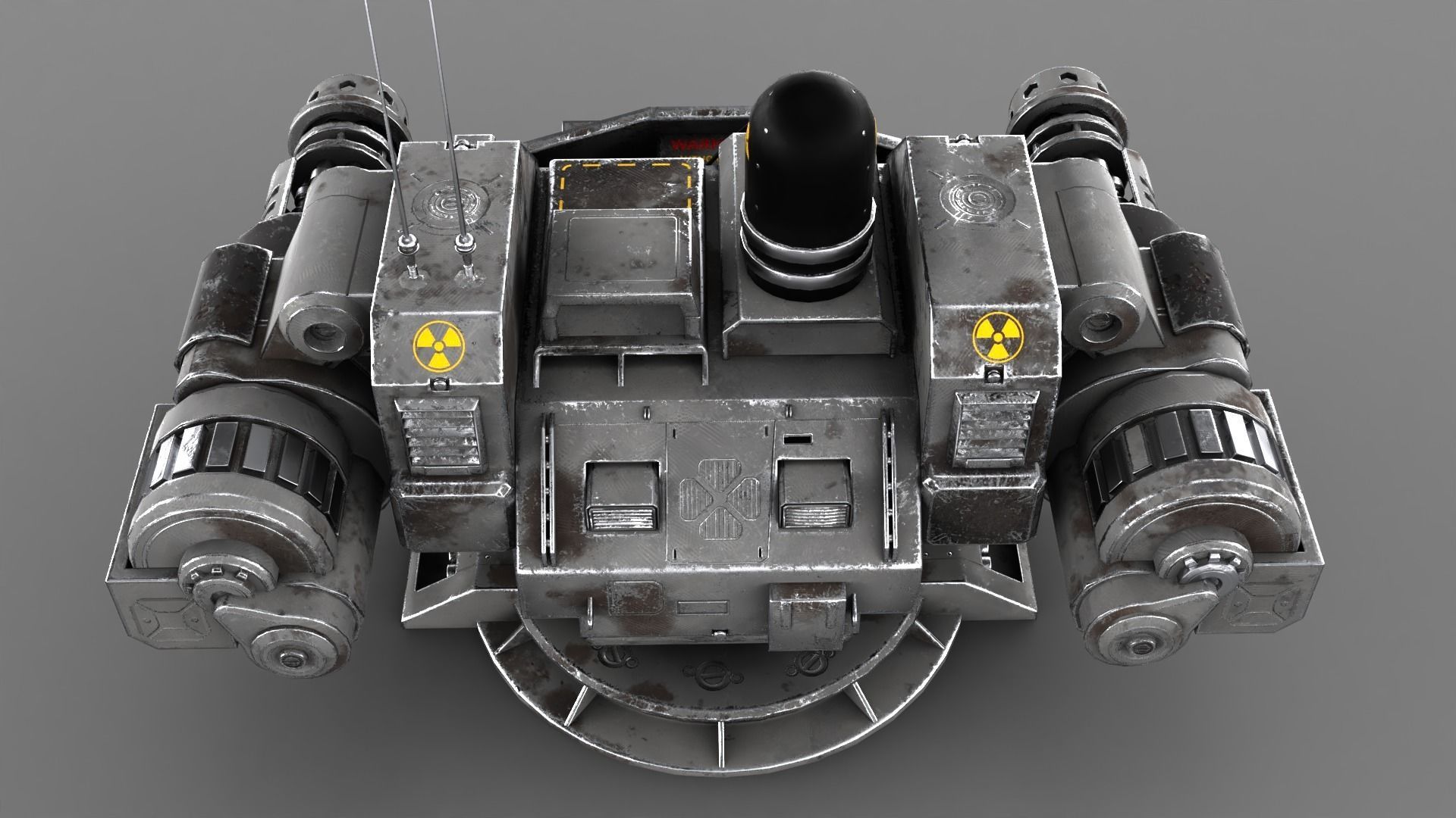 Sci-fi Turret Machinegun Low-poly 3D model_12