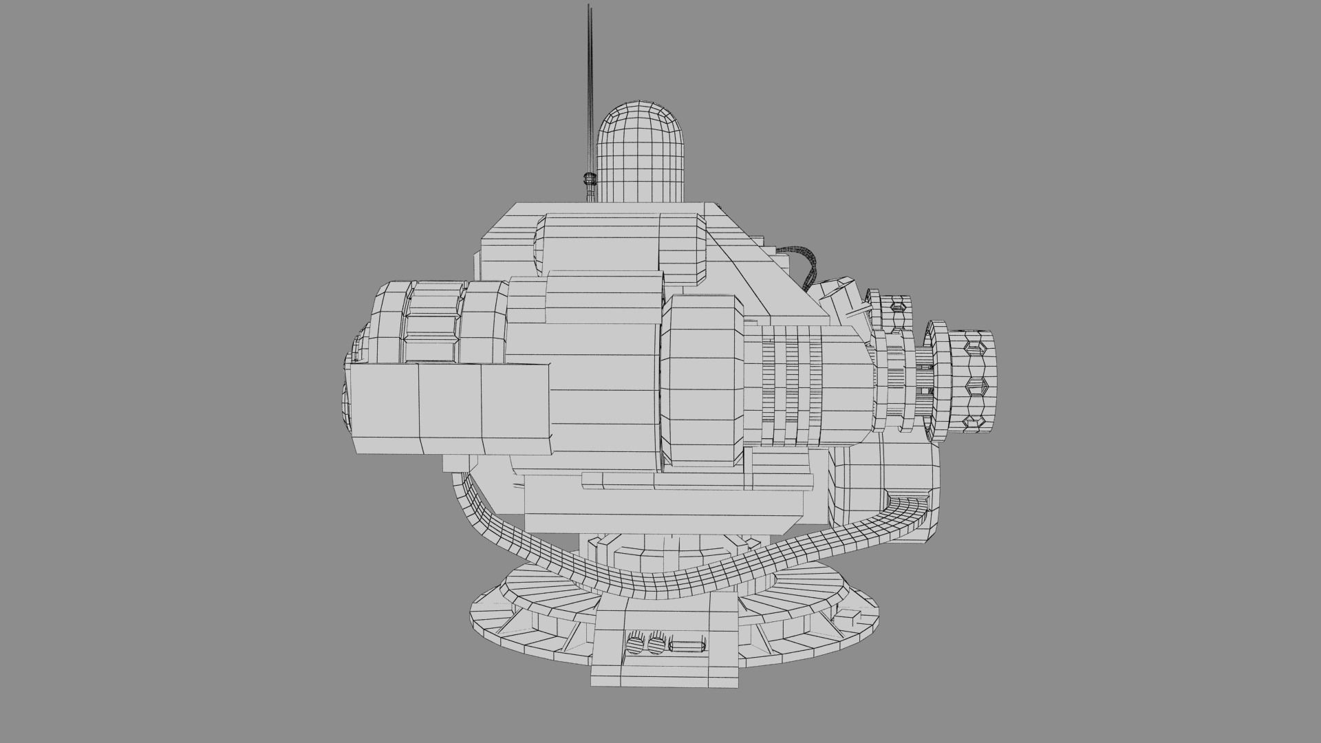 Sci-fi Turret Machinegun Low-poly 3D model_24