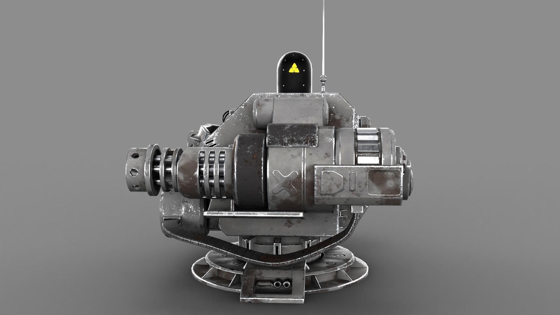 Sci-fi Turret Machinegun Low-poly 3D model_7