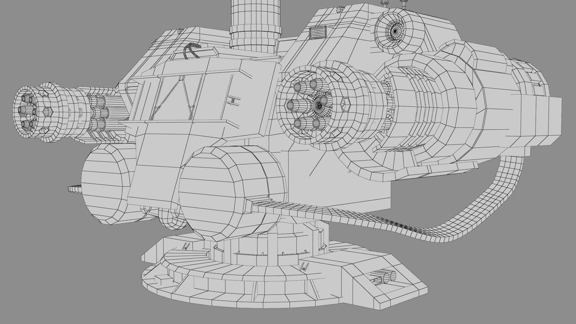 Sci-fi Turret Machinegun Low-poly 3D model_17