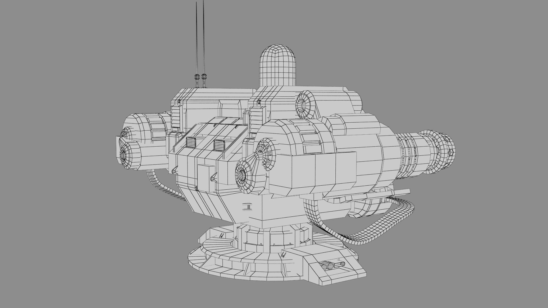 Sci-fi Turret Machinegun Low-poly 3D model_23