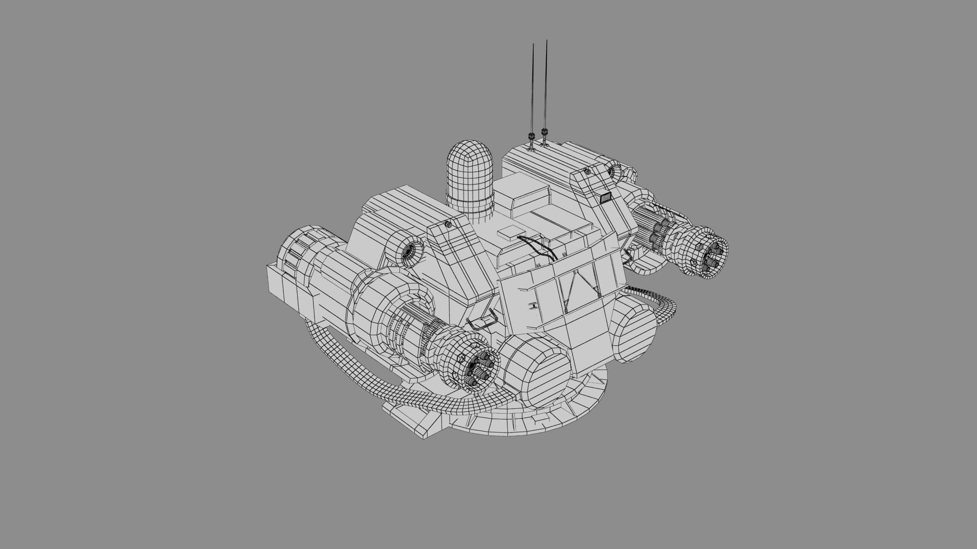 Sci-fi Turret Machinegun Low-poly 3D model_28