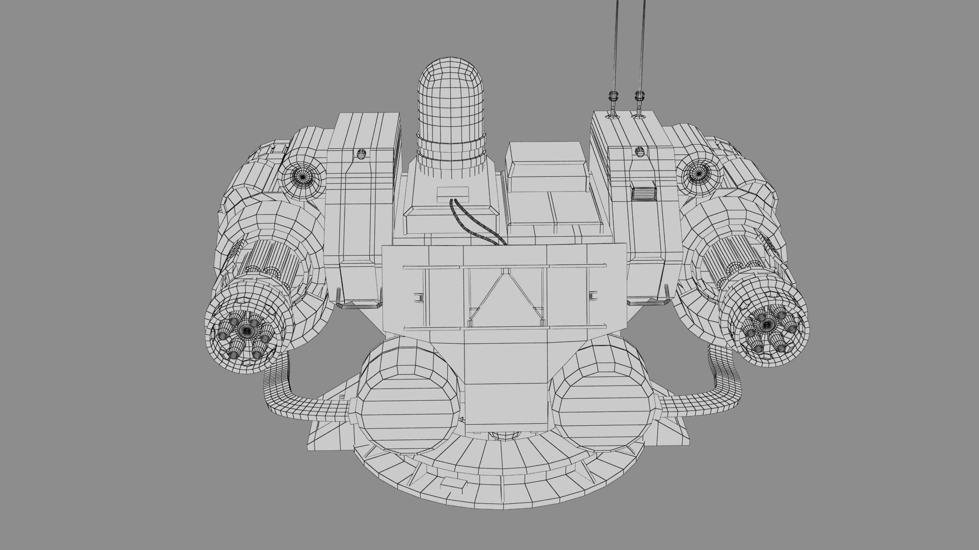 Sci-fi Turret Machinegun Low-poly 3D model_19
