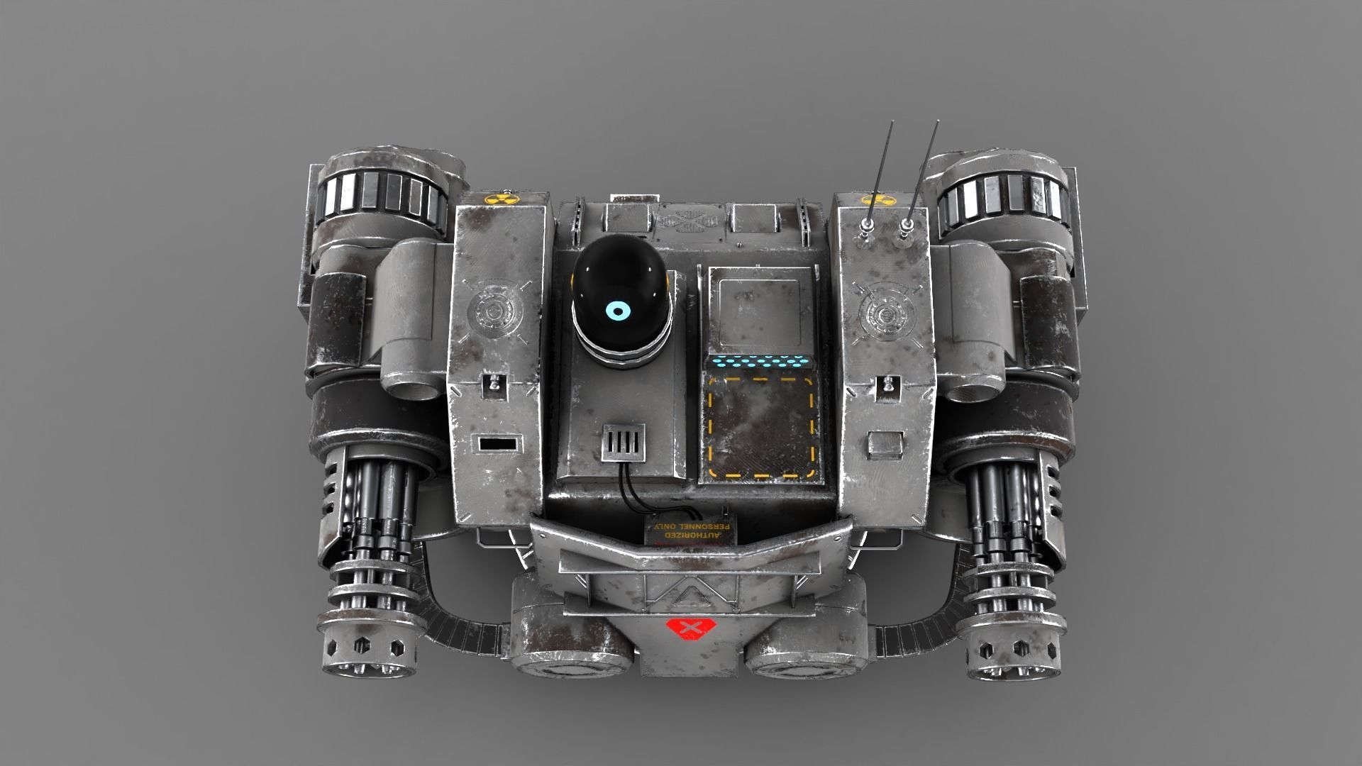 Sci-fi Turret Machinegun Low-poly 3D model_11