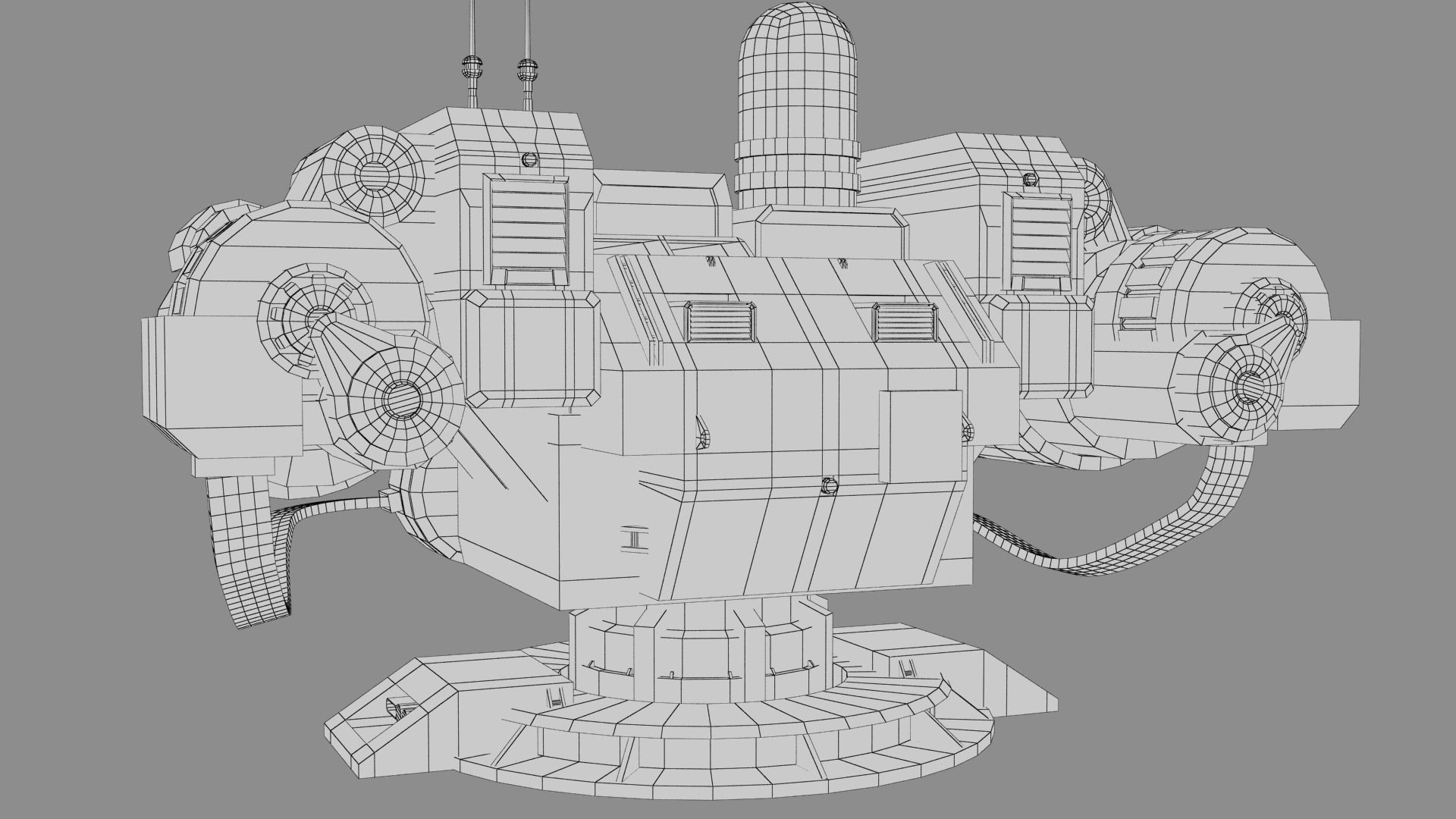 Sci-fi Turret Machinegun Low-poly 3D model_18