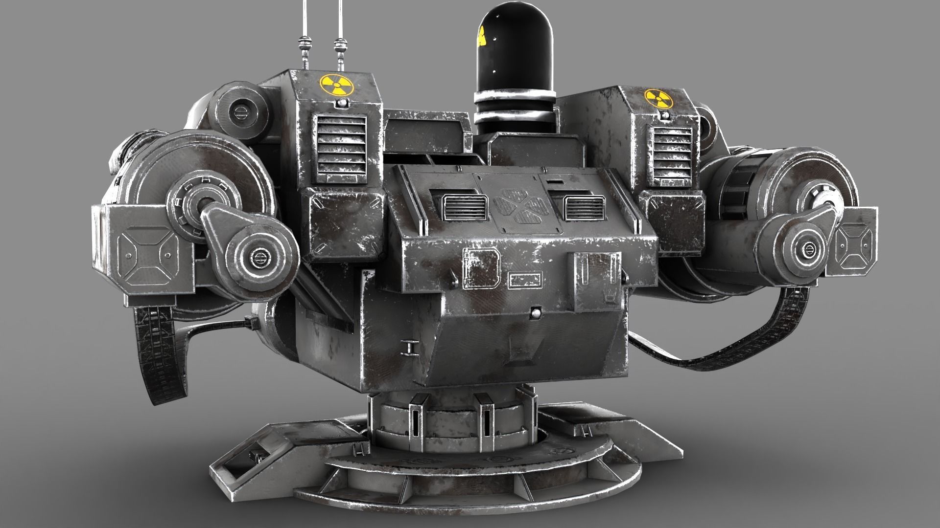 Sci-fi Turret Machinegun Low-poly 3D model_4