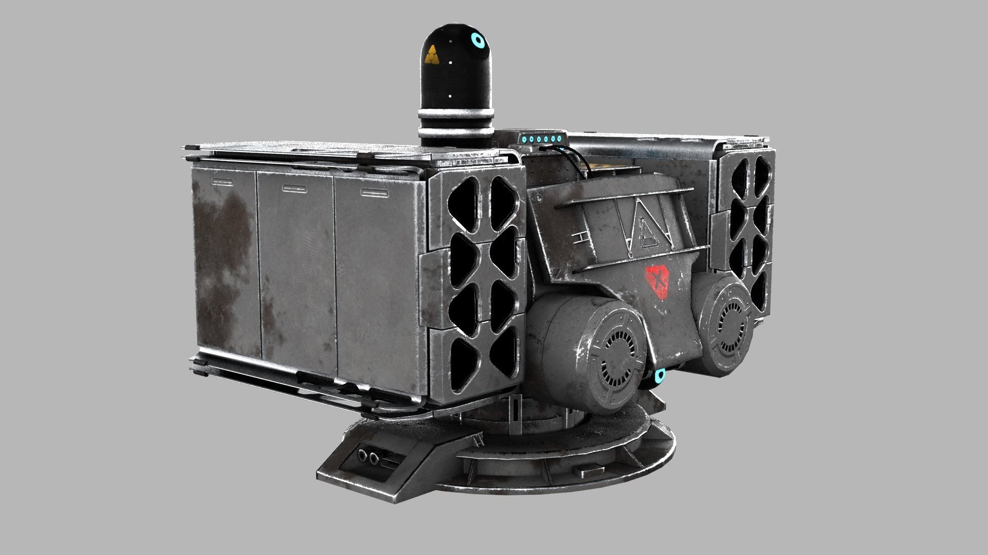 Sci-fi Turret Rocket Launcher Low-poly 3D model_10