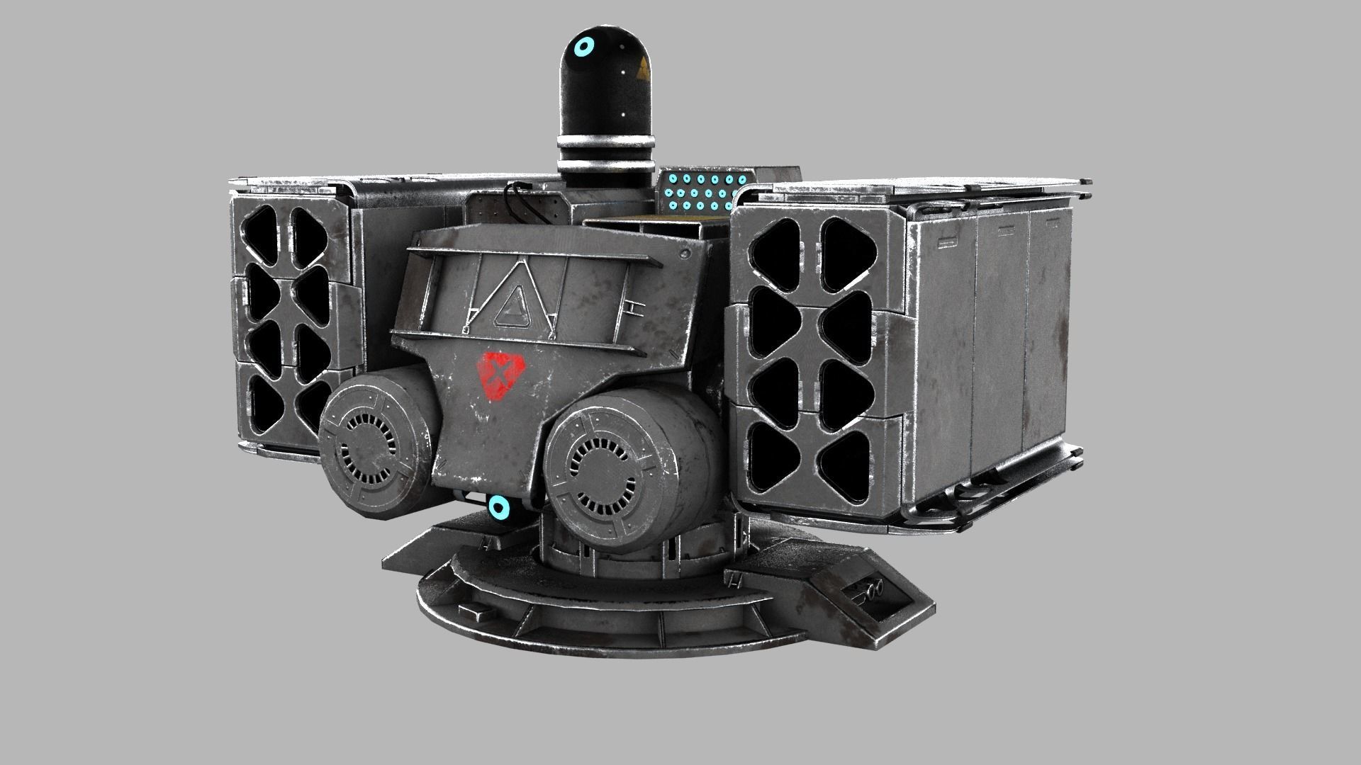 Sci-fi Turret Rocket Launcher Low-poly 3D model_3