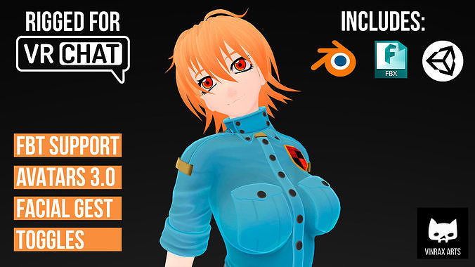 Victoria Seras VRChat Avatar Low-poly 3D model