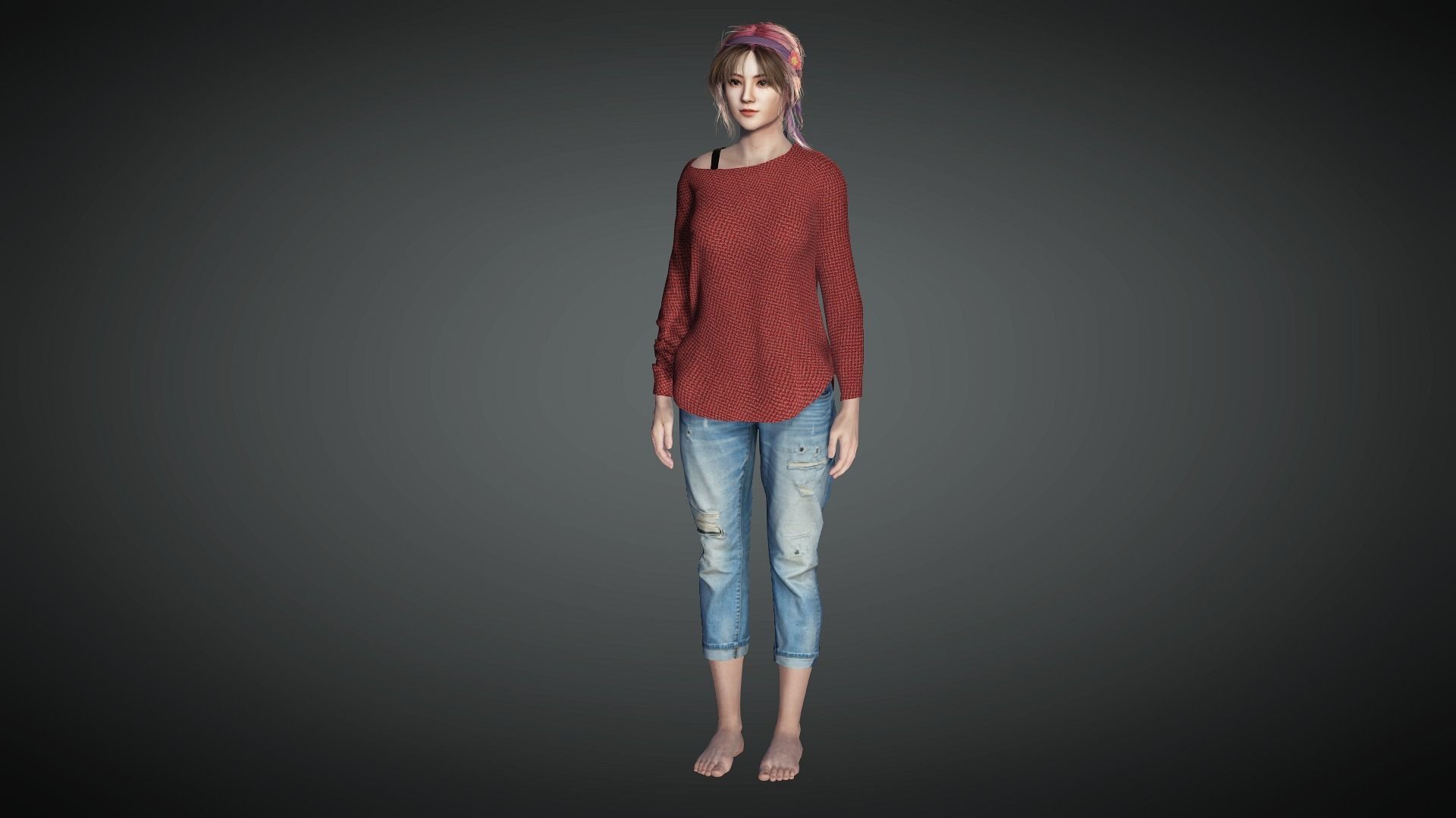 AAA Realistic Female Character 20 Low-poly 3D model_3