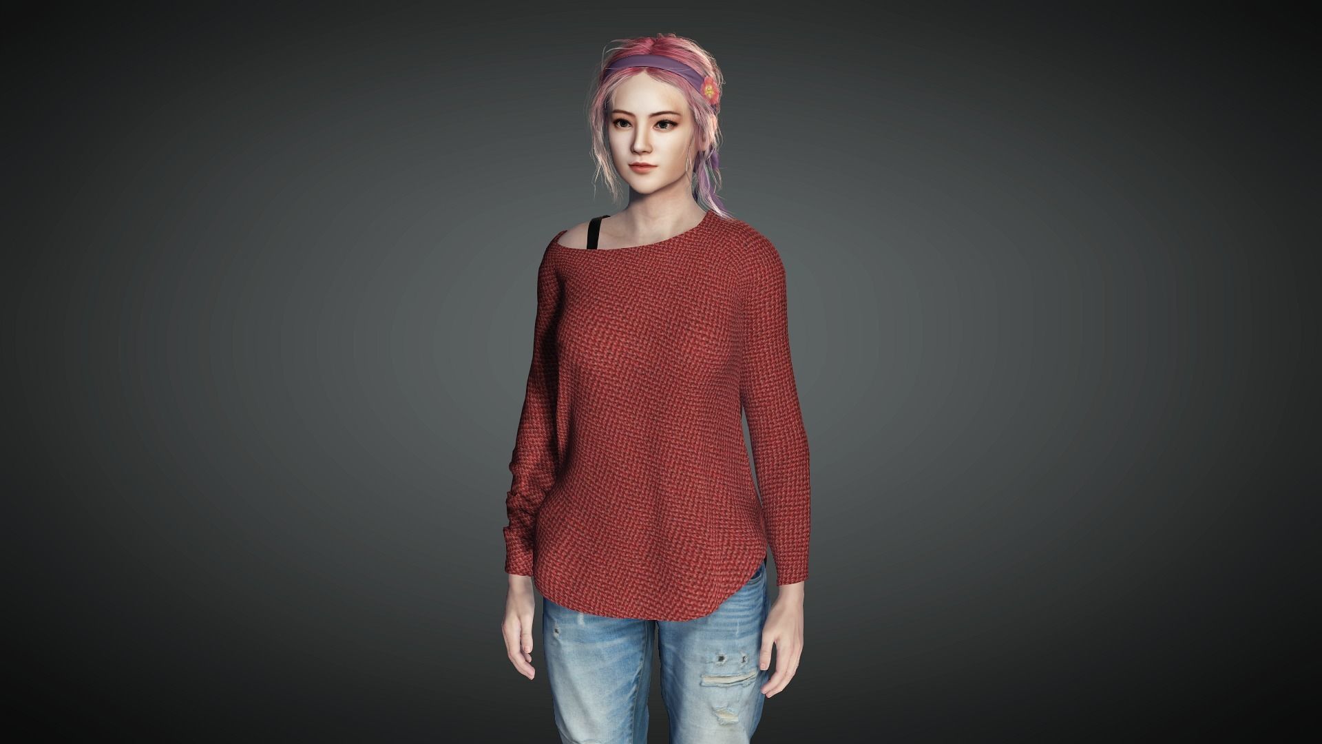 AAA Realistic Female Character 20 Low-poly 3D model_11