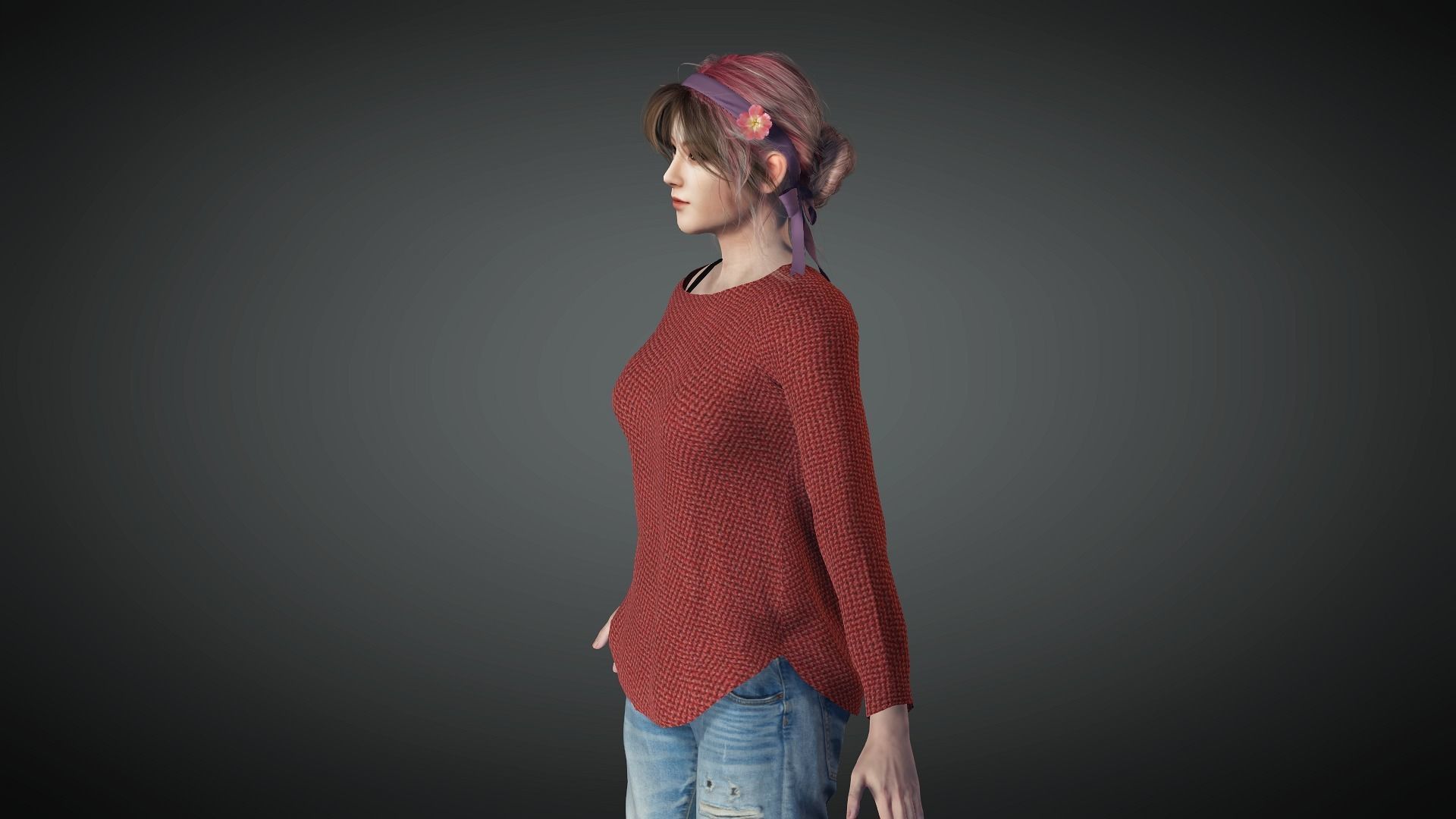 AAA Realistic Female Character 20 Low-poly 3D model_12