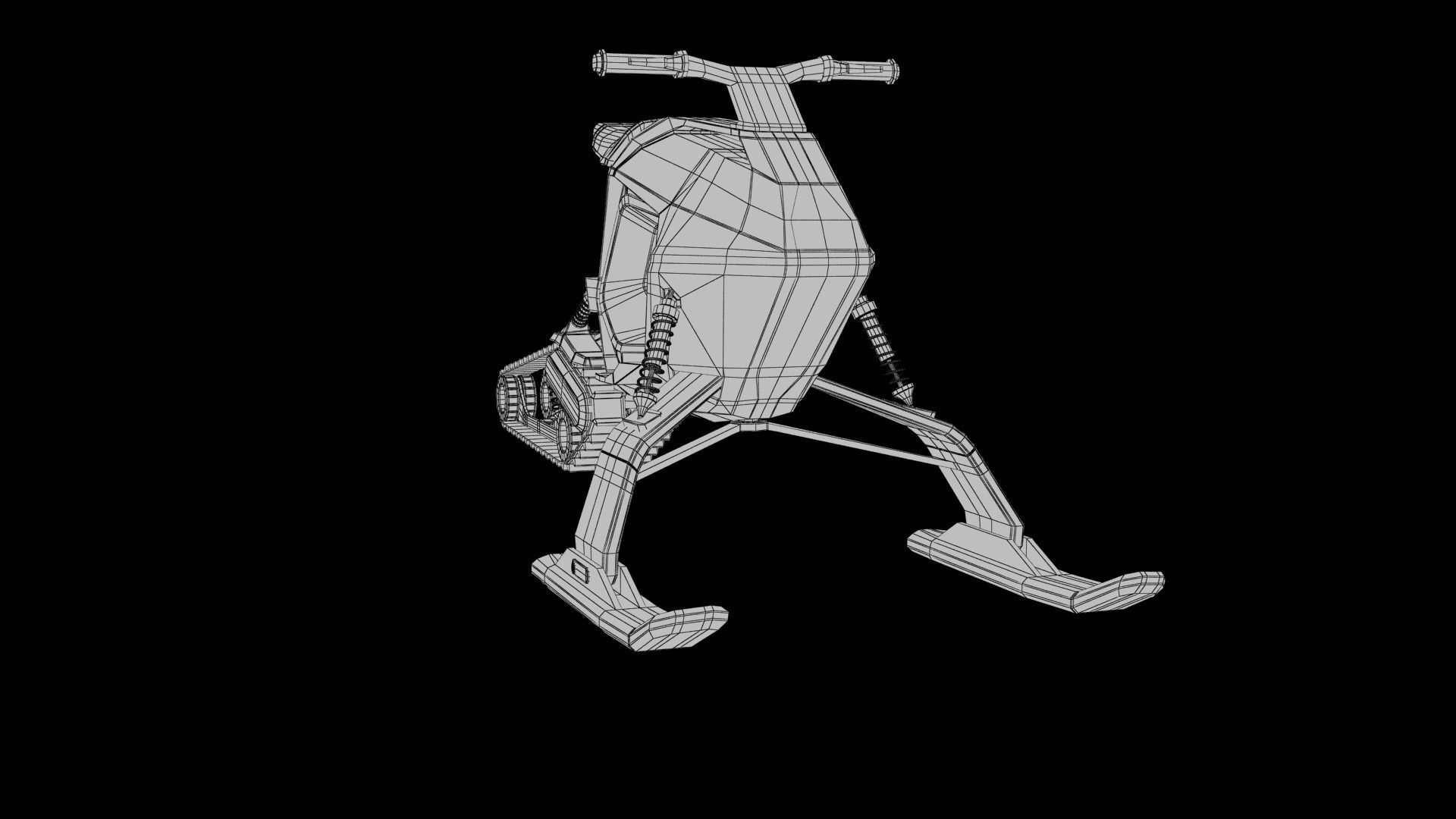Snowmobile futuristic snow bike 3D model_18