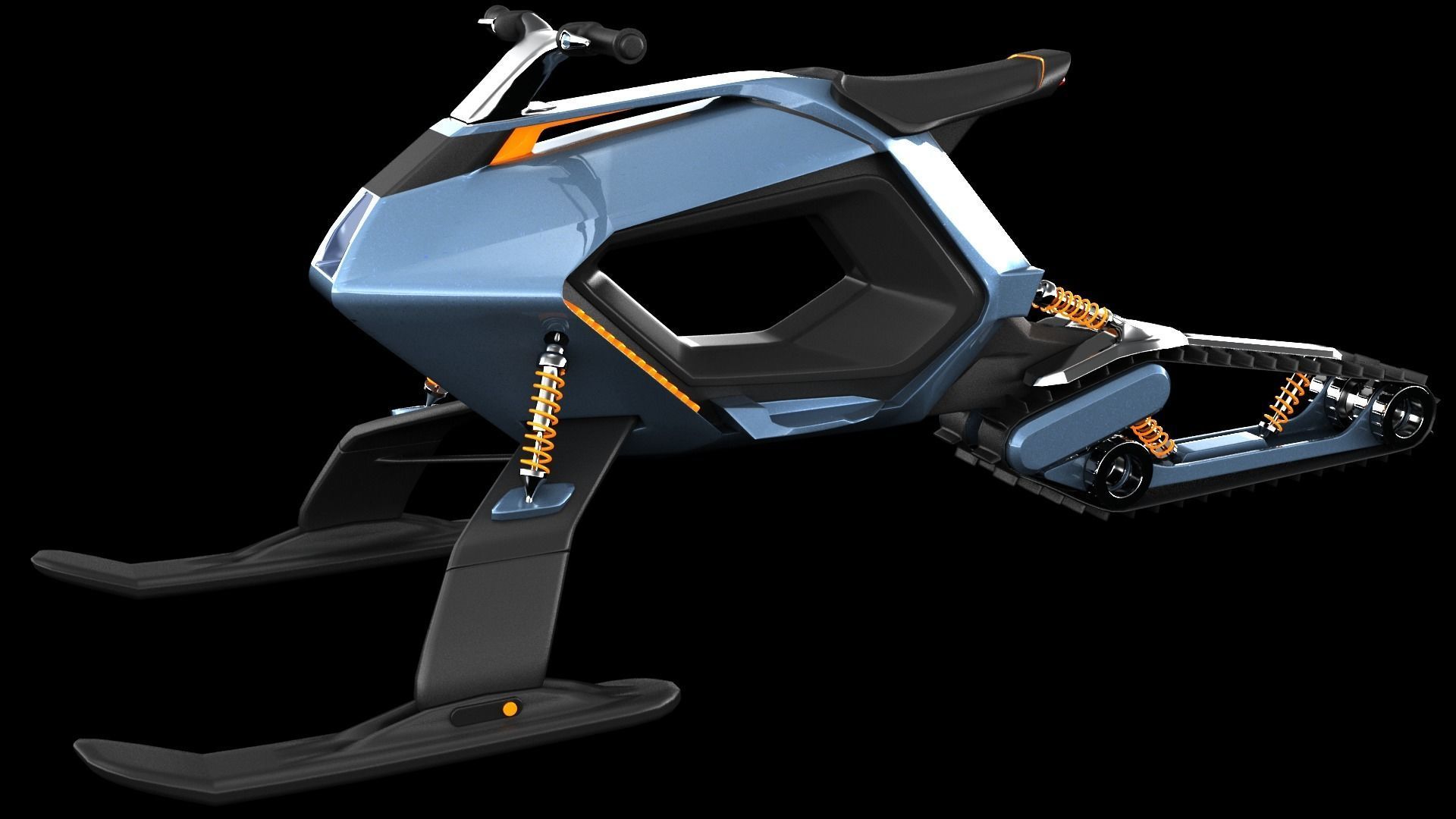 Snowmobile futuristic snow bike 3D model_1