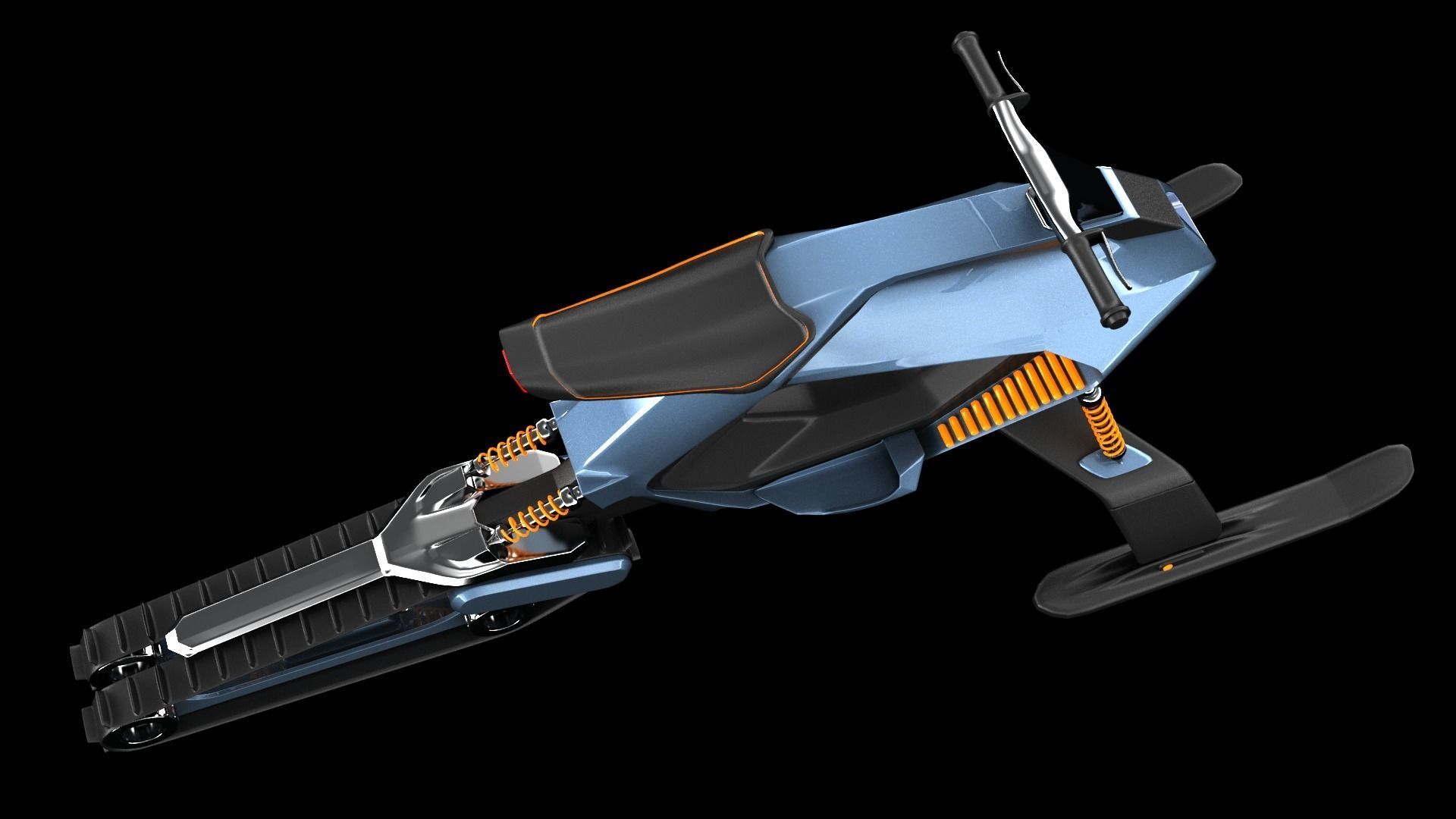 Snowmobile futuristic snow bike 3D model_6