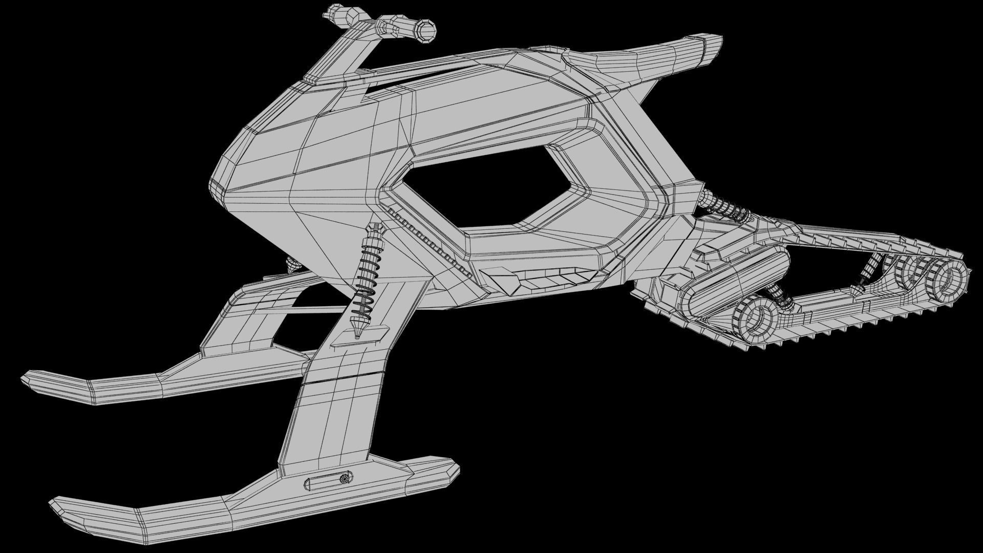 Snowmobile futuristic snow bike 3D model_11