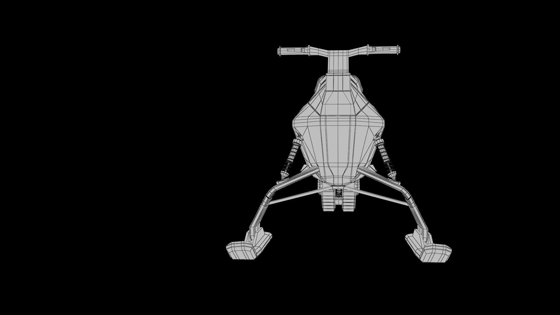 Snowmobile futuristic snow bike 3D model_19