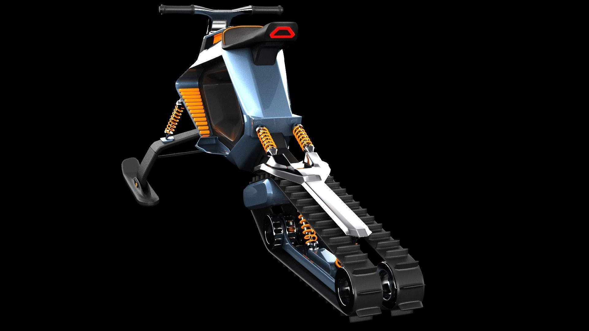 Snowmobile futuristic snow bike 3D model_4