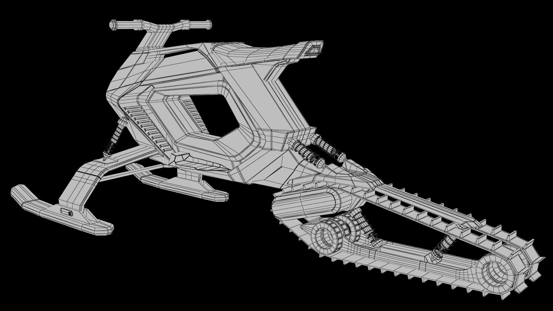 Snowmobile futuristic snow bike 3D model_13