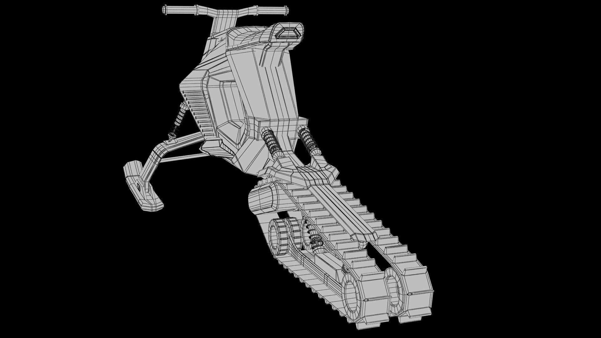 Snowmobile futuristic snow bike 3D model_14