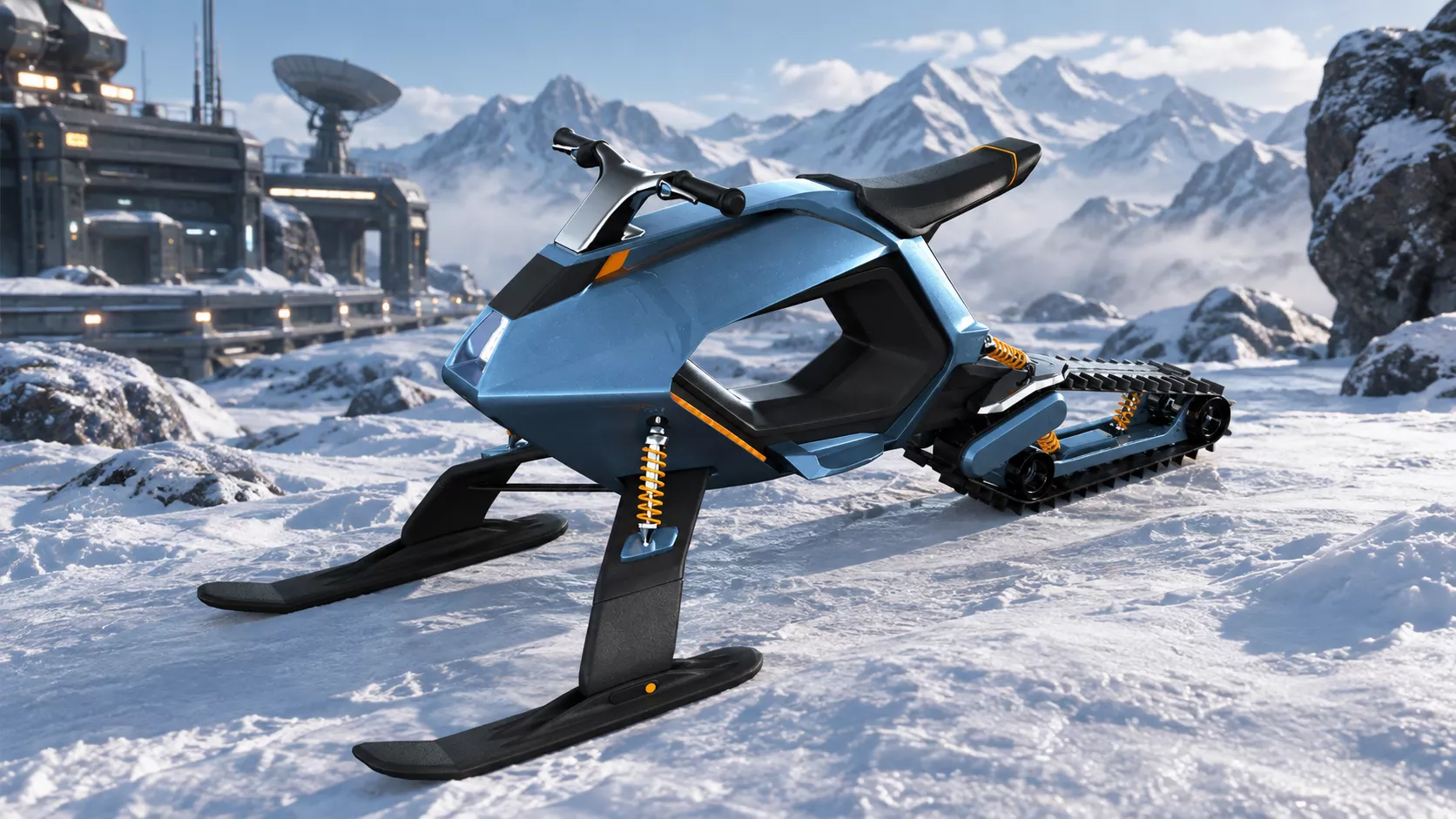 Snowmobile futuristic snow bike 3D model