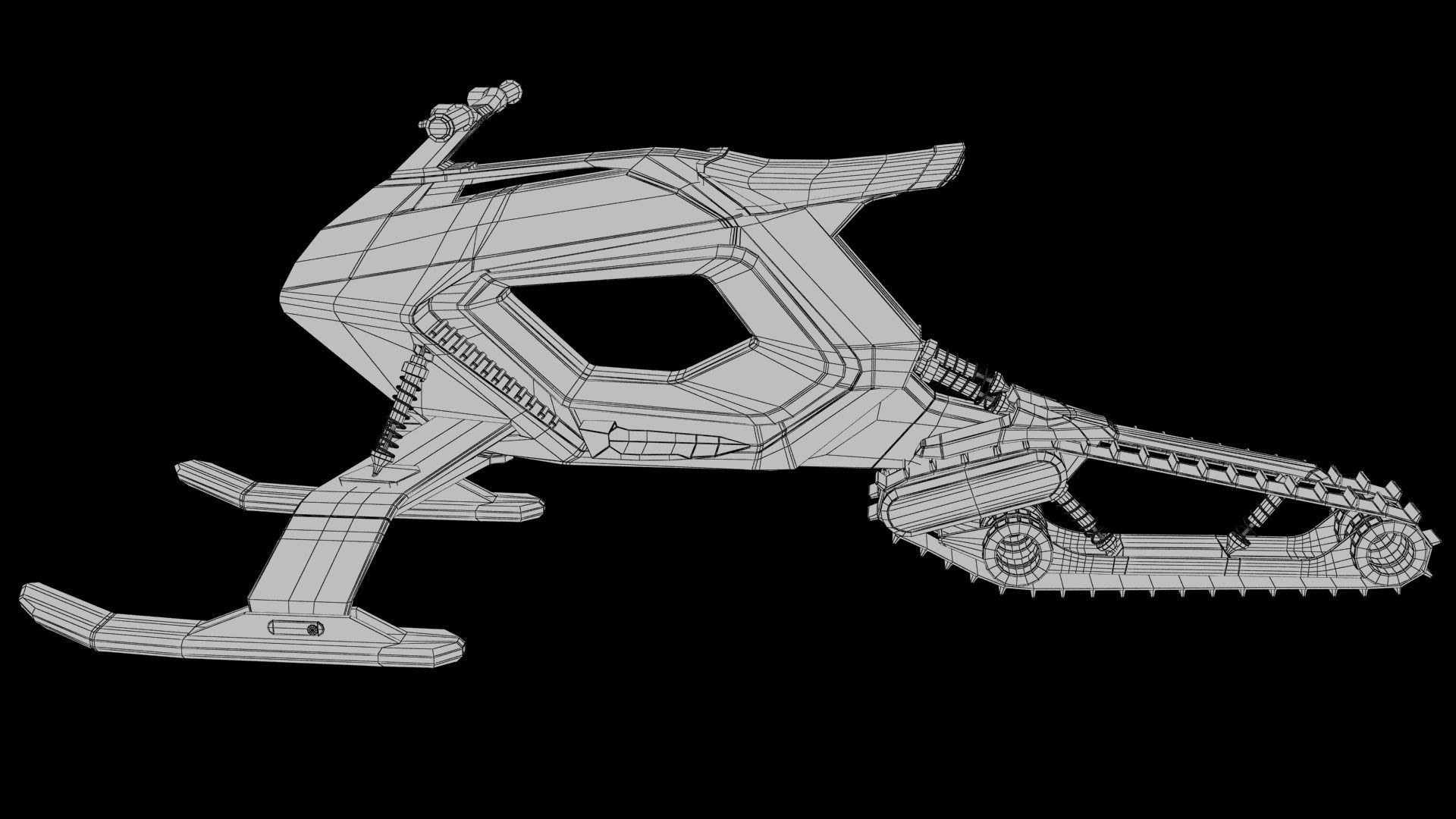 Snowmobile futuristic snow bike 3D model_12