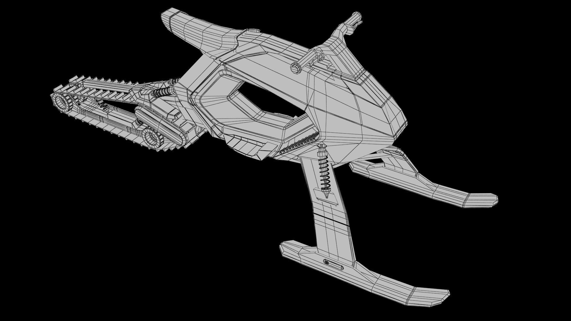 Snowmobile futuristic snow bike 3D model_17
