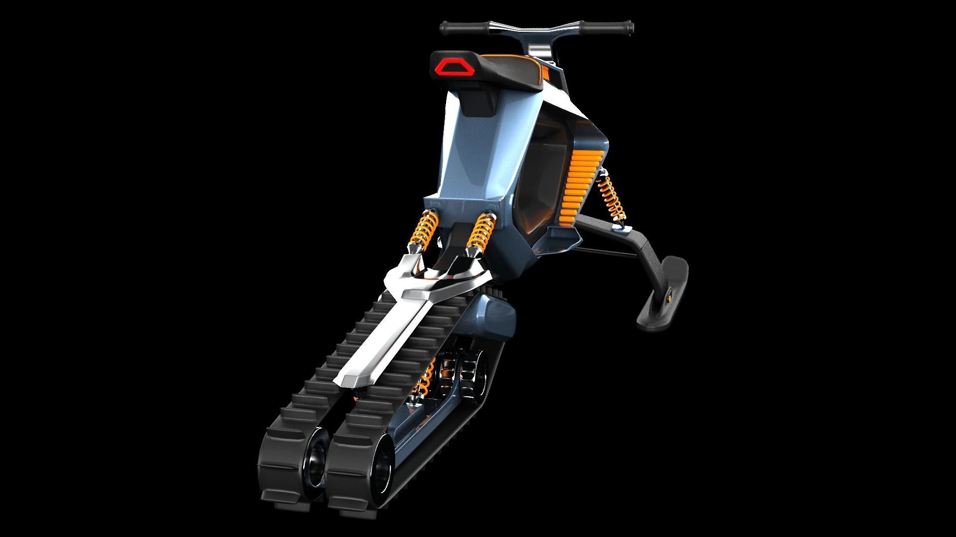 Snowmobile futuristic snow bike 3D model_5