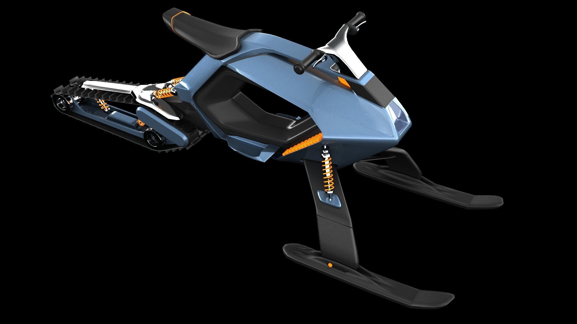 Snowmobile futuristic snow bike 3D model_7
