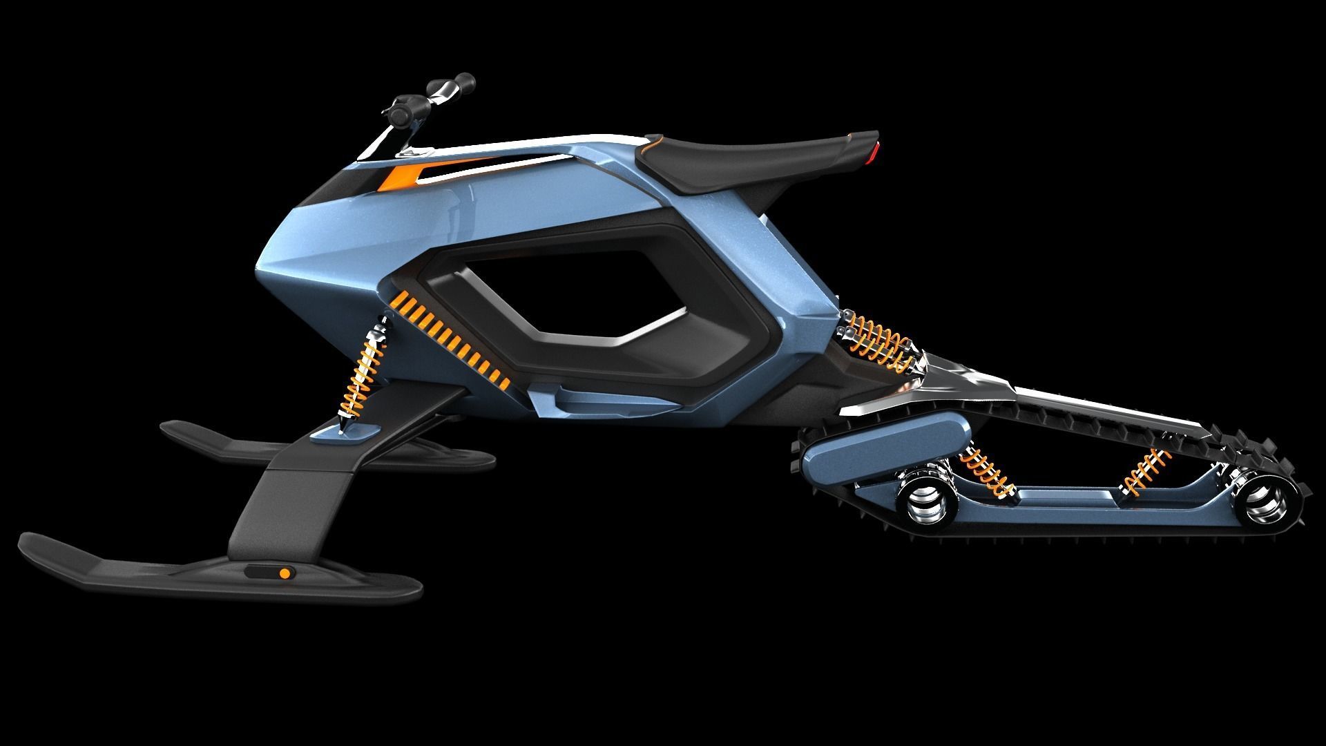 Snowmobile futuristic snow bike 3D model_2