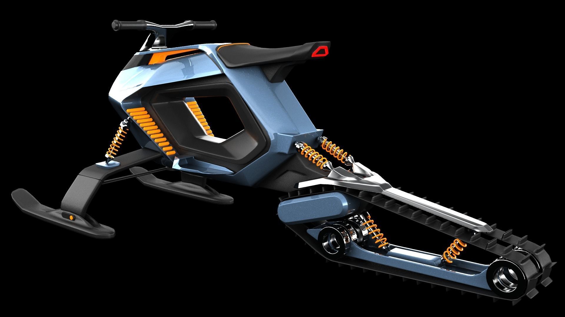Snowmobile futuristic snow bike 3D model_3
