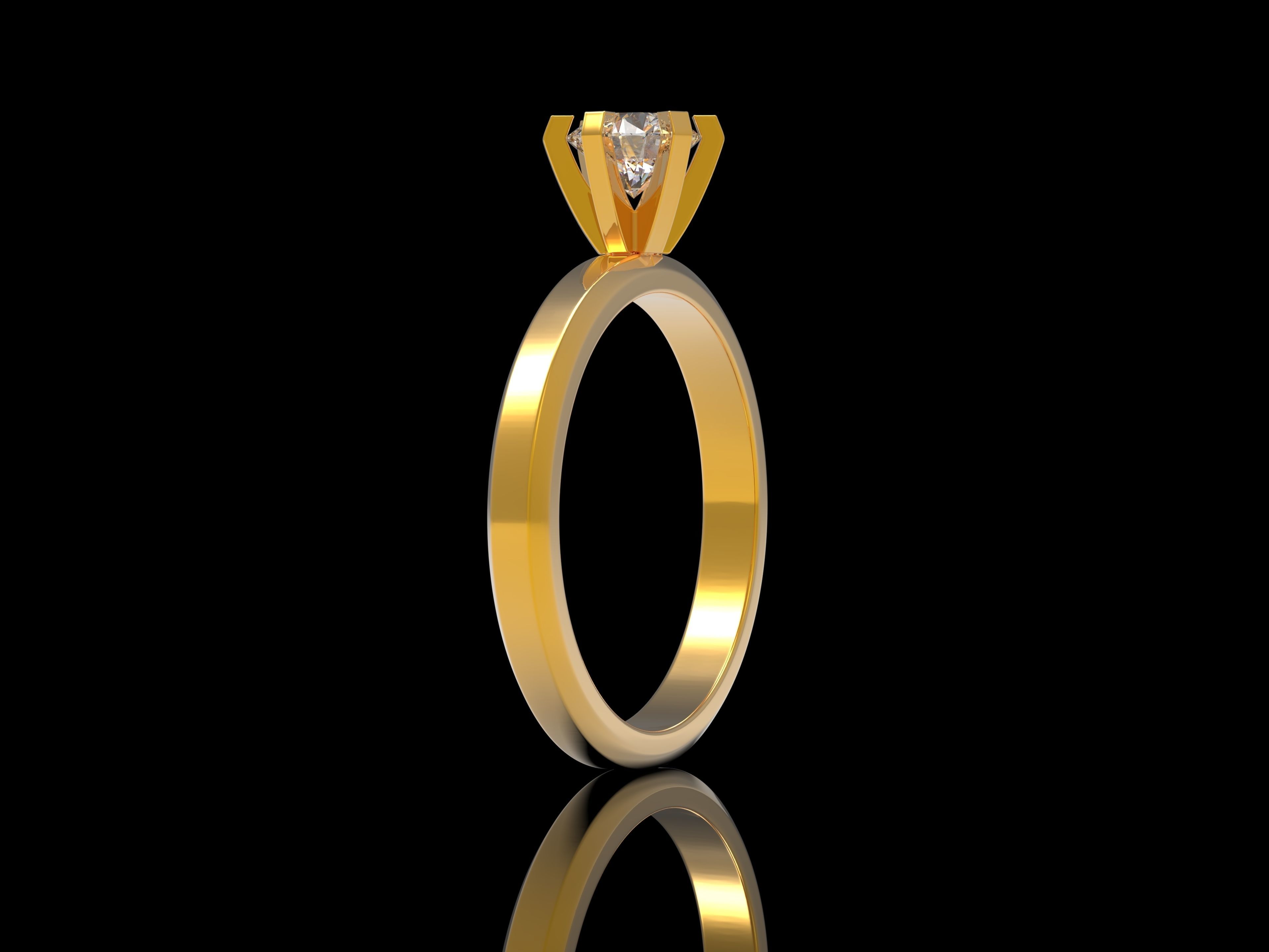 Solitaire ring 3D print model_3