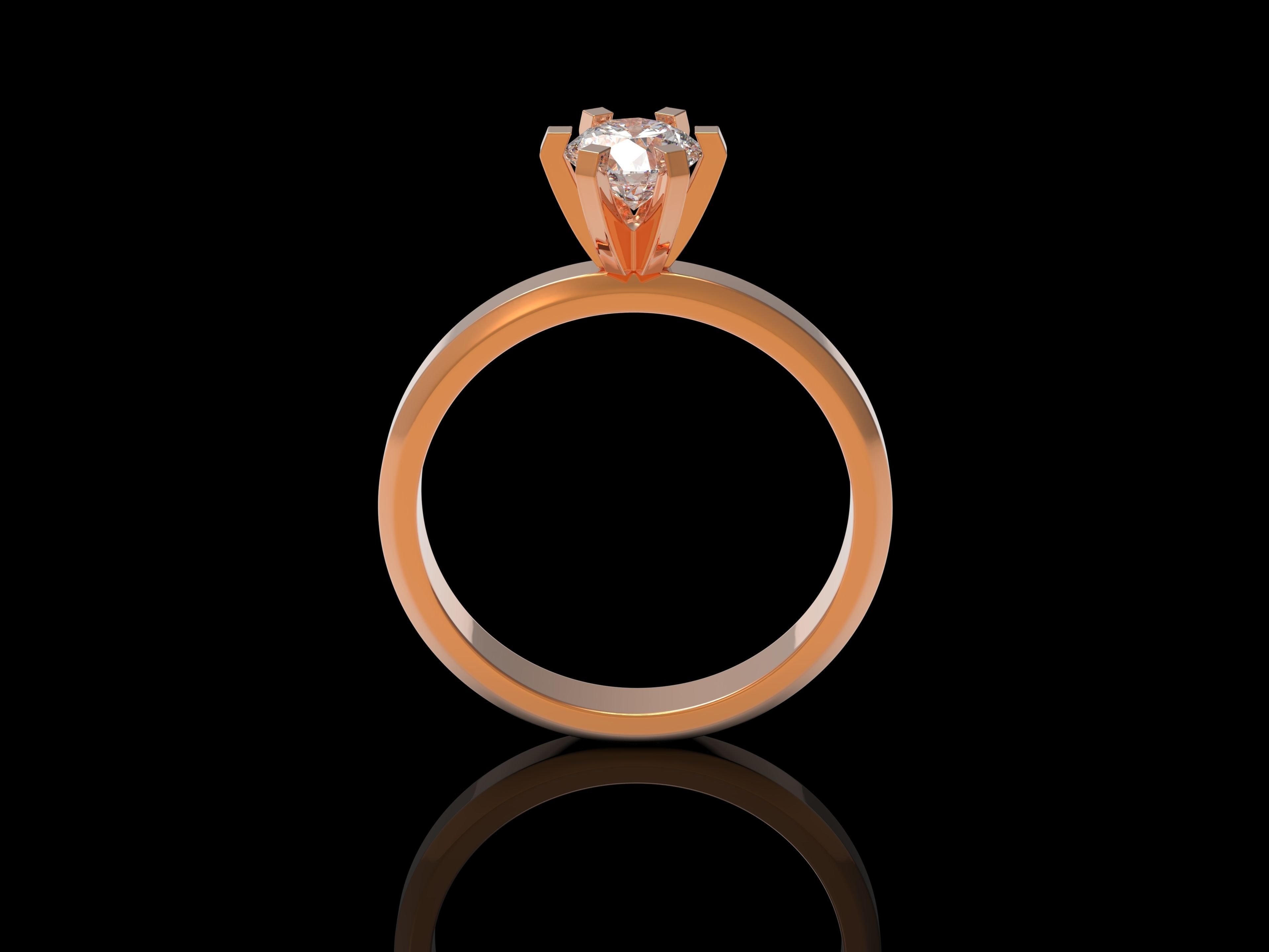 Solitaire ring 3D print model_4