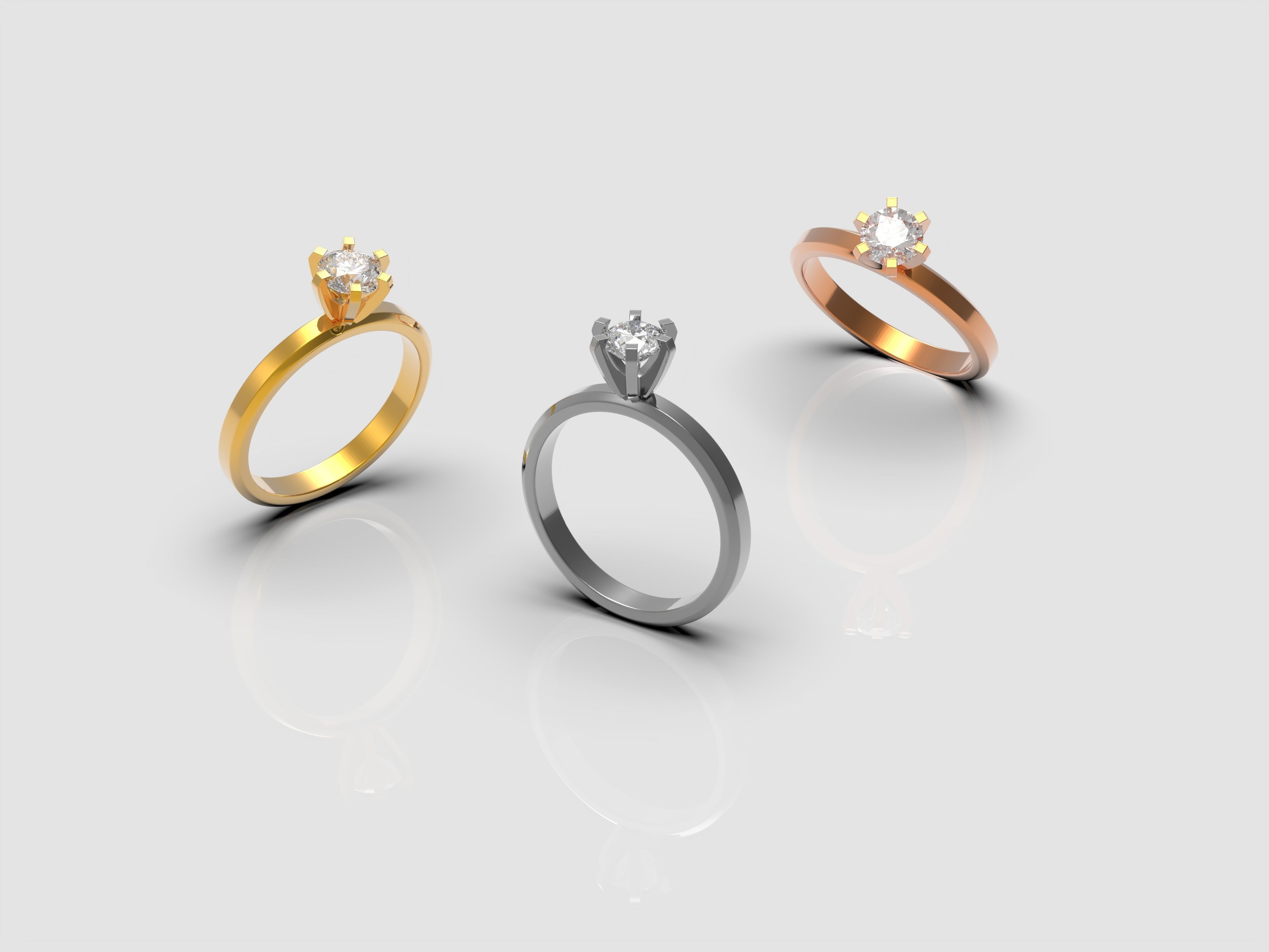 Solitaire ring 3D print model_2