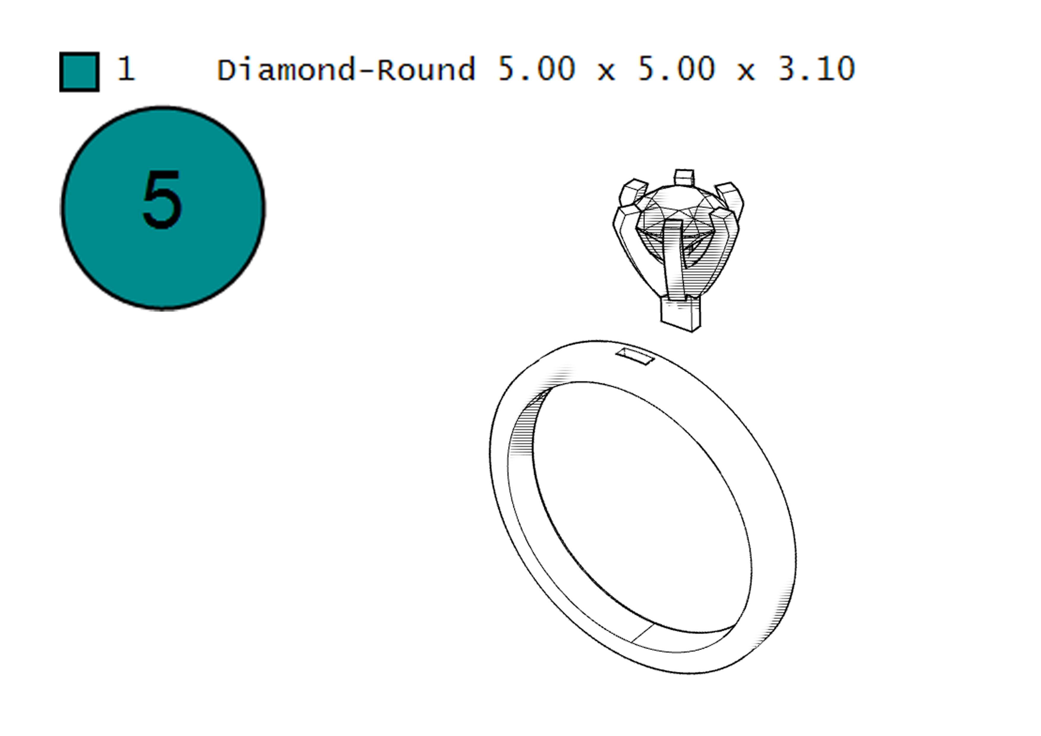 Solitaire ring 3D print model_7