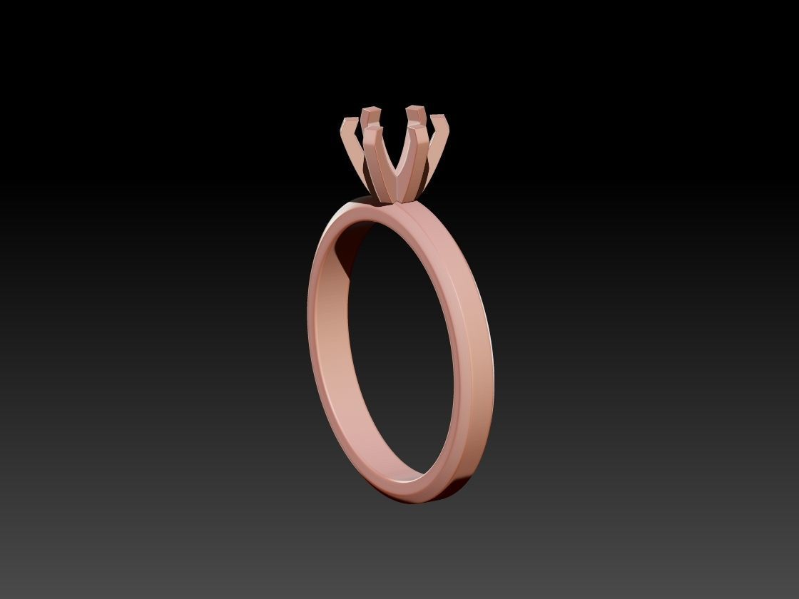 Solitaire ring 3D print model_1