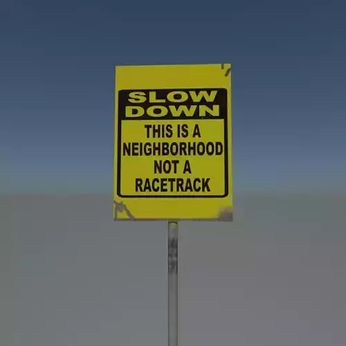 Slow down sign Free low-poly 3D model